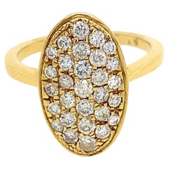 Large Oval Pavé 0.74ct Diamond Ring Set in 18ct Yellow Gold