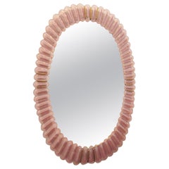 Large Oval Pink Murano Glass Mirror