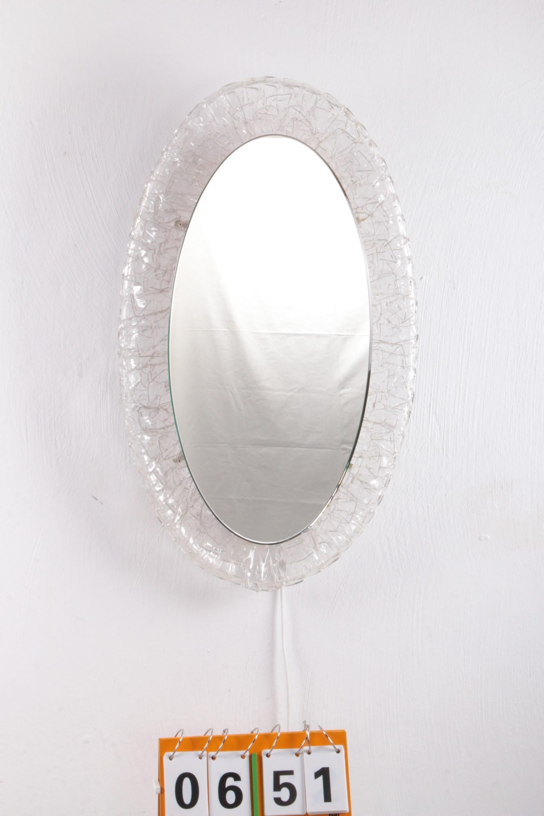 Large Oval Plexiglas Mirror with Lighting, 1960, Germany For Sale 4