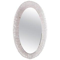 Large Oval Plexiglas Mirror with Lighting, 1960, Germany