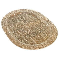 Large Oval Plexiglass Tray Crumpled Style Willy Rizzo, France 1970's
