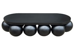 Large Oval Post Modern Space Age Modern Cocktail Table in Black Metal