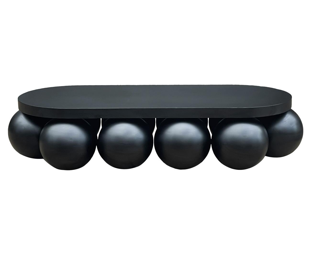 Unknown Large Oval Post Modern Space Age Modern Cocktail Table in Black Metal