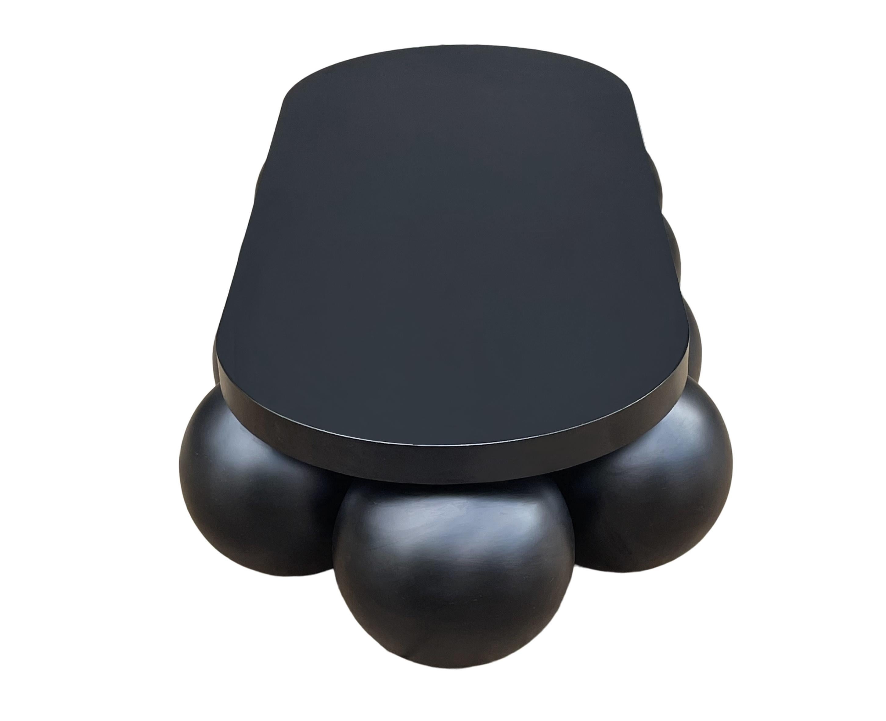 Contemporary Large Oval Post Modern Space Age Modern Cocktail Table in Black Metal