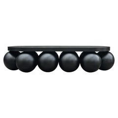 Large Oval Post Modern Space Age Modern Cocktail Table in Black Metal