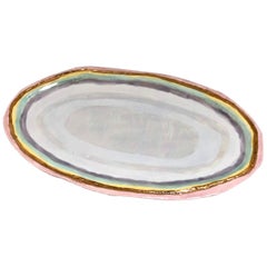 Large Oval Prism Platter with Mother of Pearl and 22k Gold Luster by Minh Singer