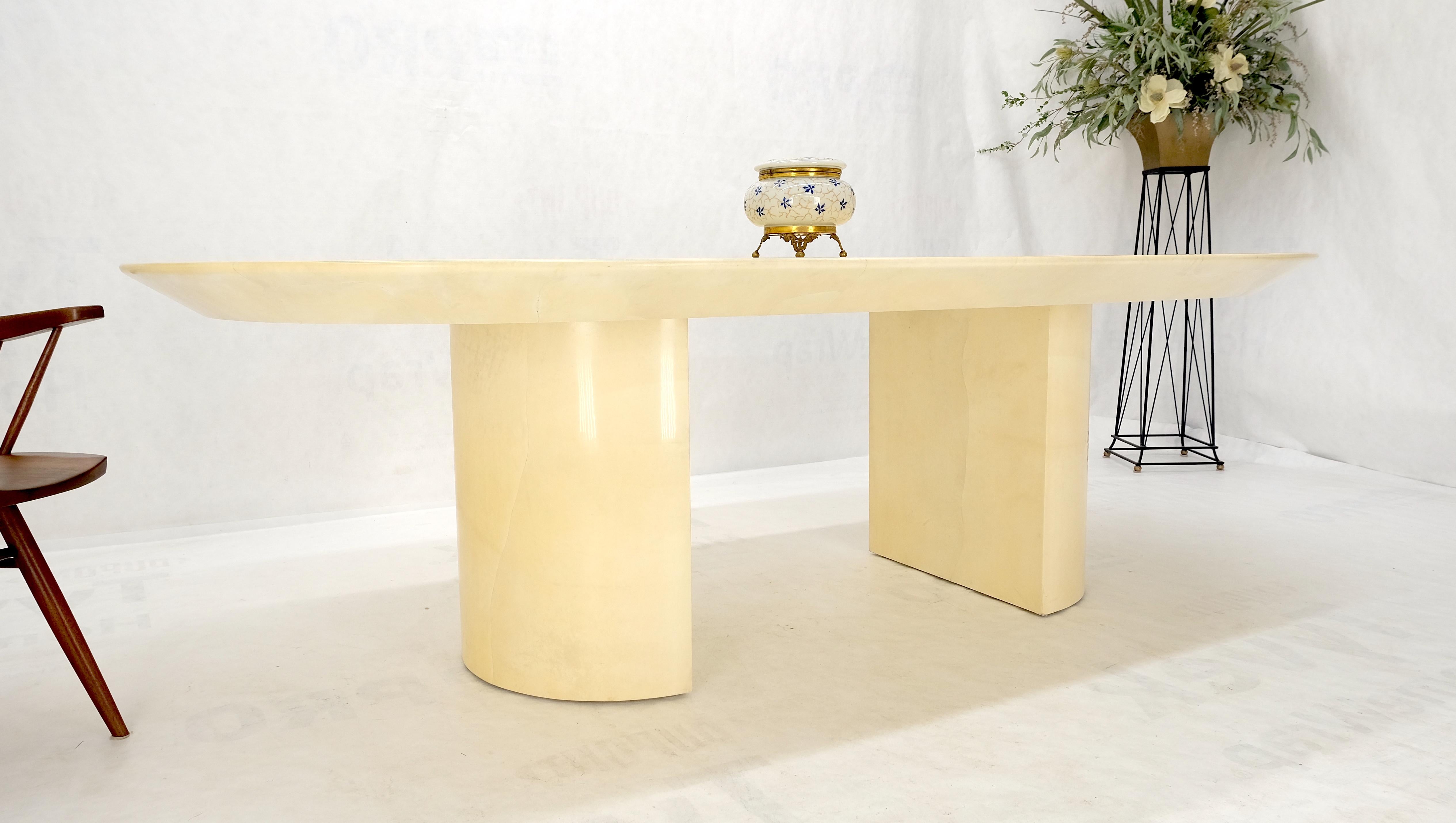 Large Oval Racetrack Knife Edge Lacquered Parchment Goat Skin Dining Table MINT  For Sale 3