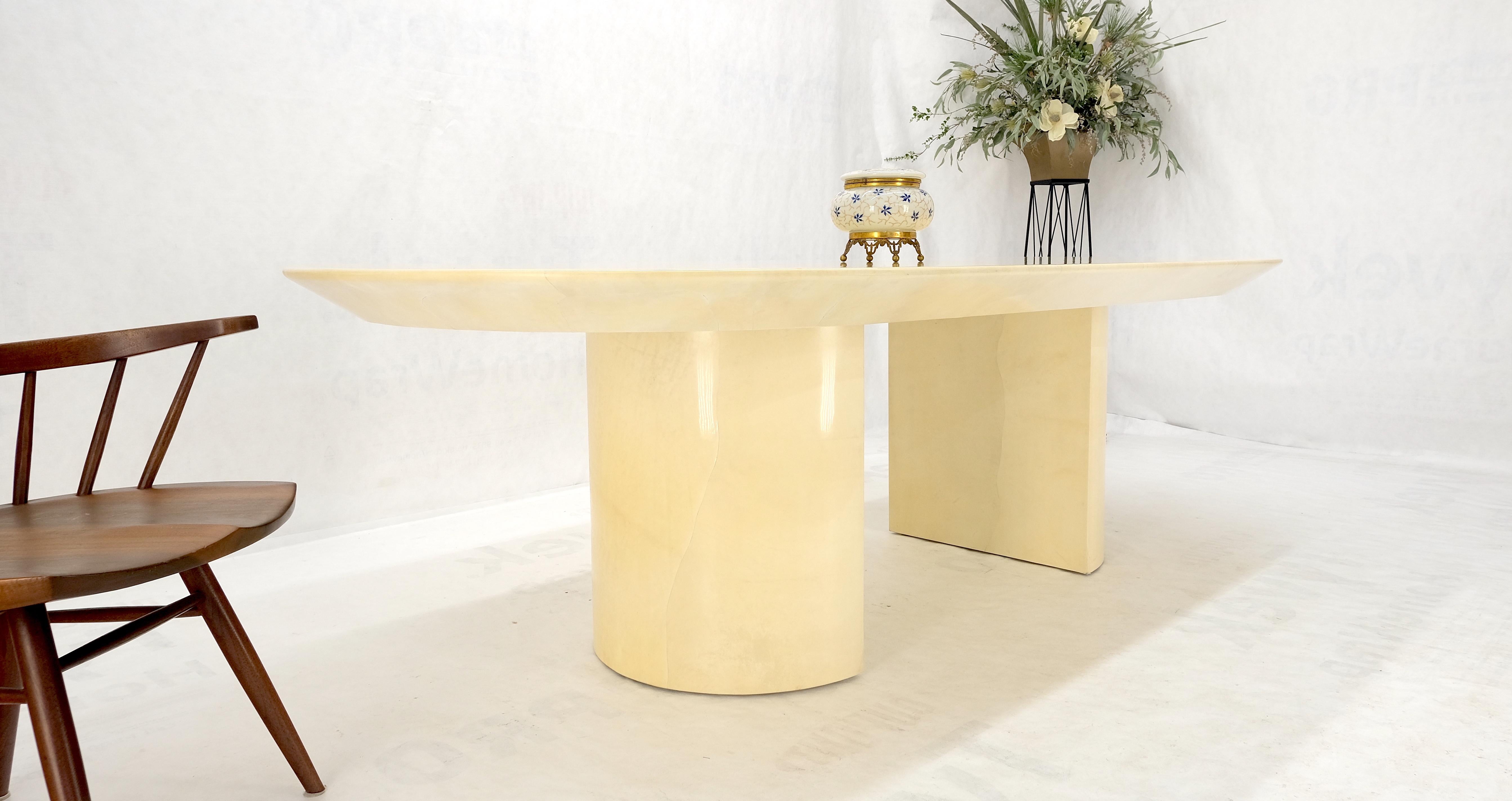 Large Oval Racetrack Knife Edge Lacquered Parchment Goat Skin Dining Table MINT  For Sale 4