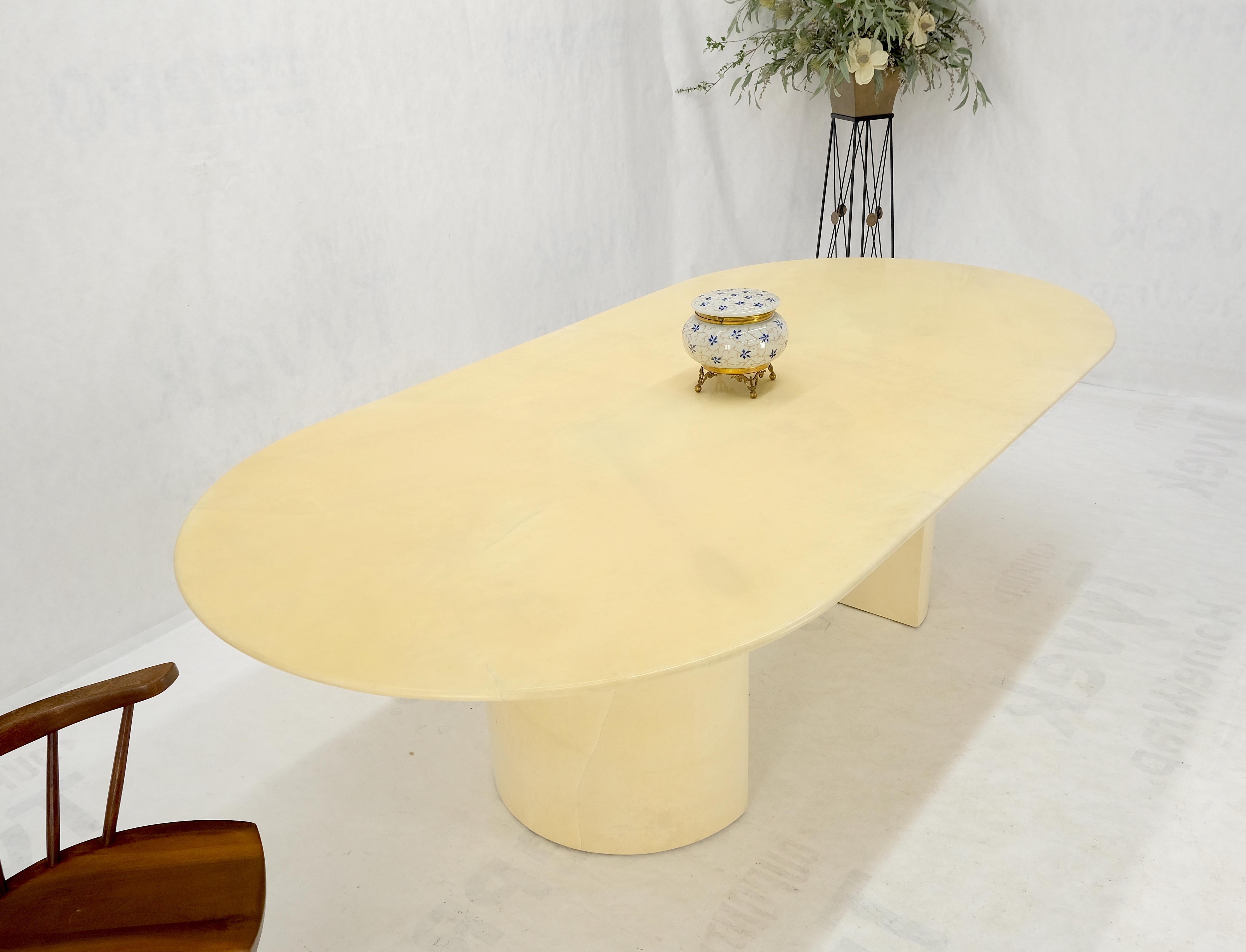 Large Oval Racetrack Knife Edge Lacquered Parchment Goat Skin Dining Table MINT  For Sale 6