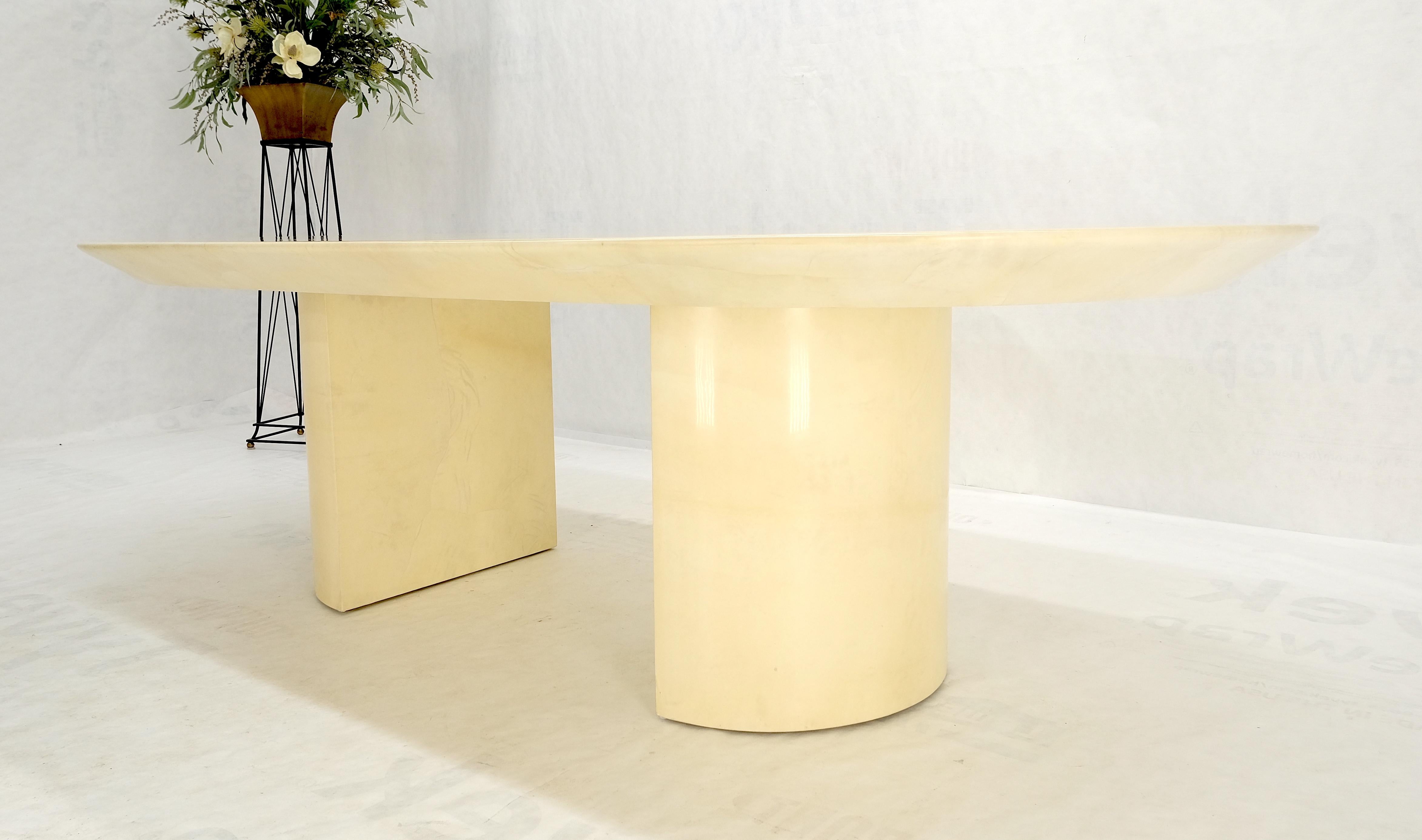 Goatskin Large Oval Racetrack Knife Edge Lacquered Parchment Goat Skin Dining Table MINT  For Sale