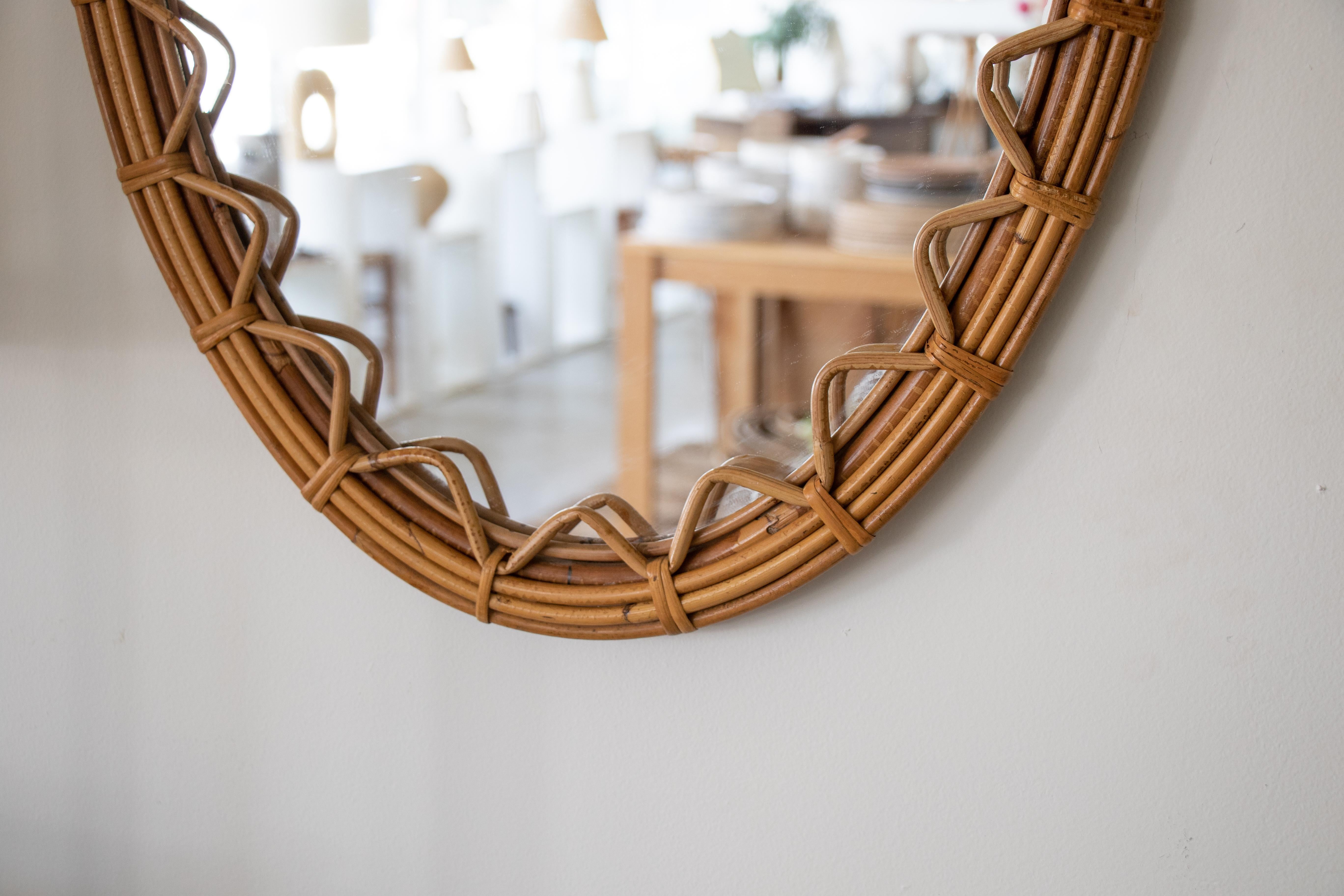 Large Oval Rattan Mirror 3