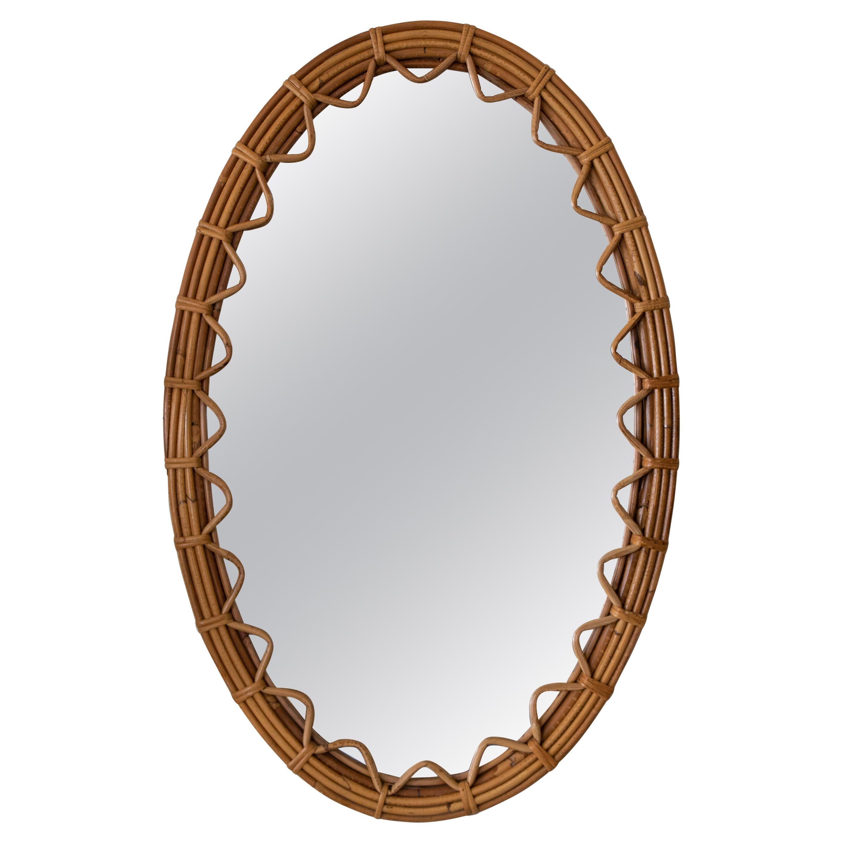 Large Oval Rattan Mirror