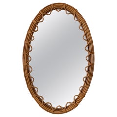 Large Oval Rattan Mirror