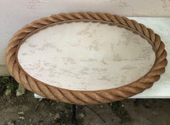 Large Oval Rope Mirror Audoux Minet, circa 1960