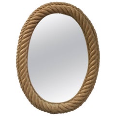 Large Oval Rope Mirror Audoux Minet, circa 1960