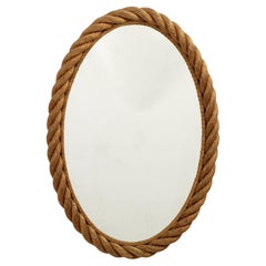 Large Oval Rope Wall Mirror by Adrien Audoux and Frida Minnet France 1960