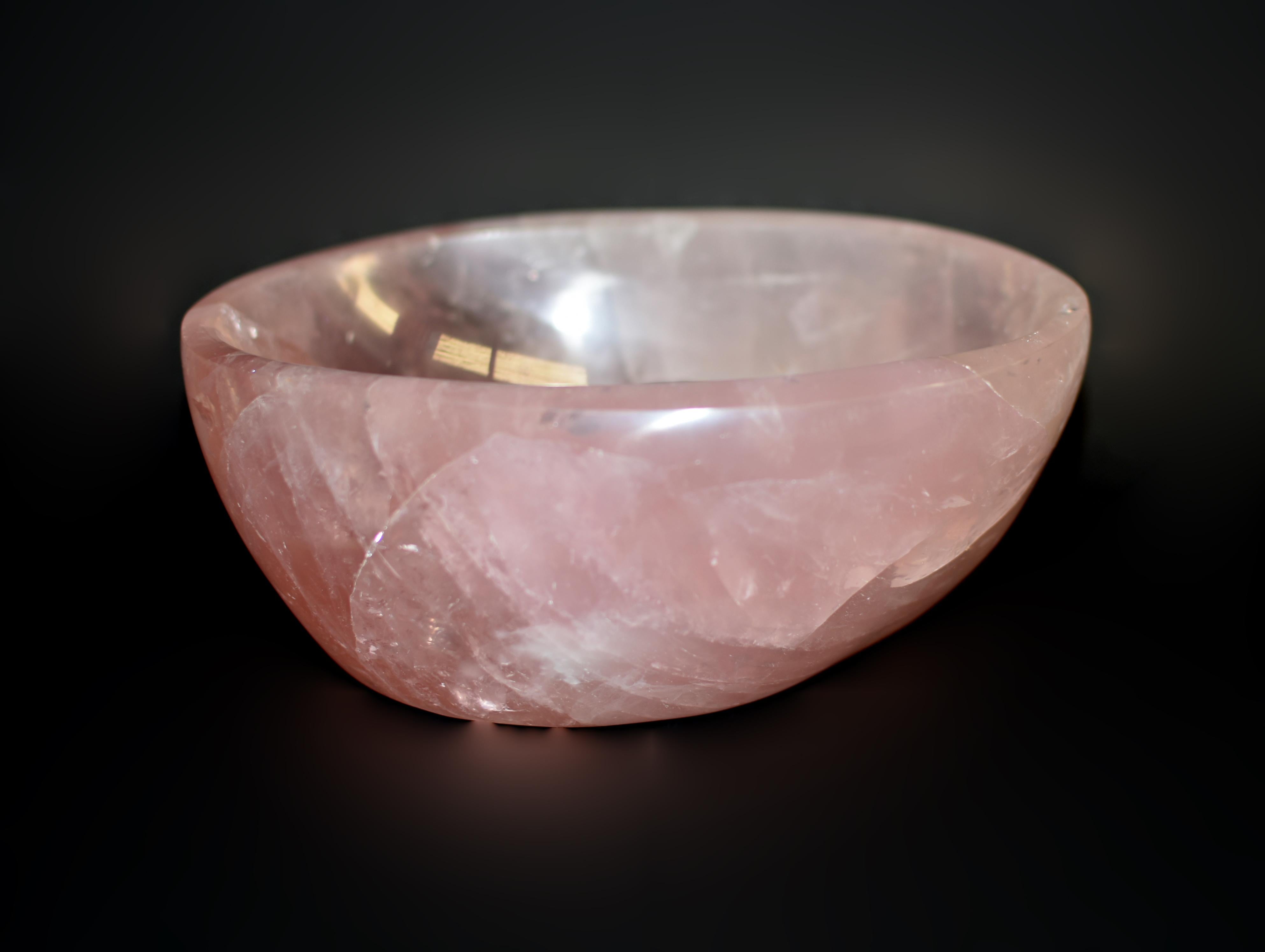 Large Oval Rose Quartz Bowl 7