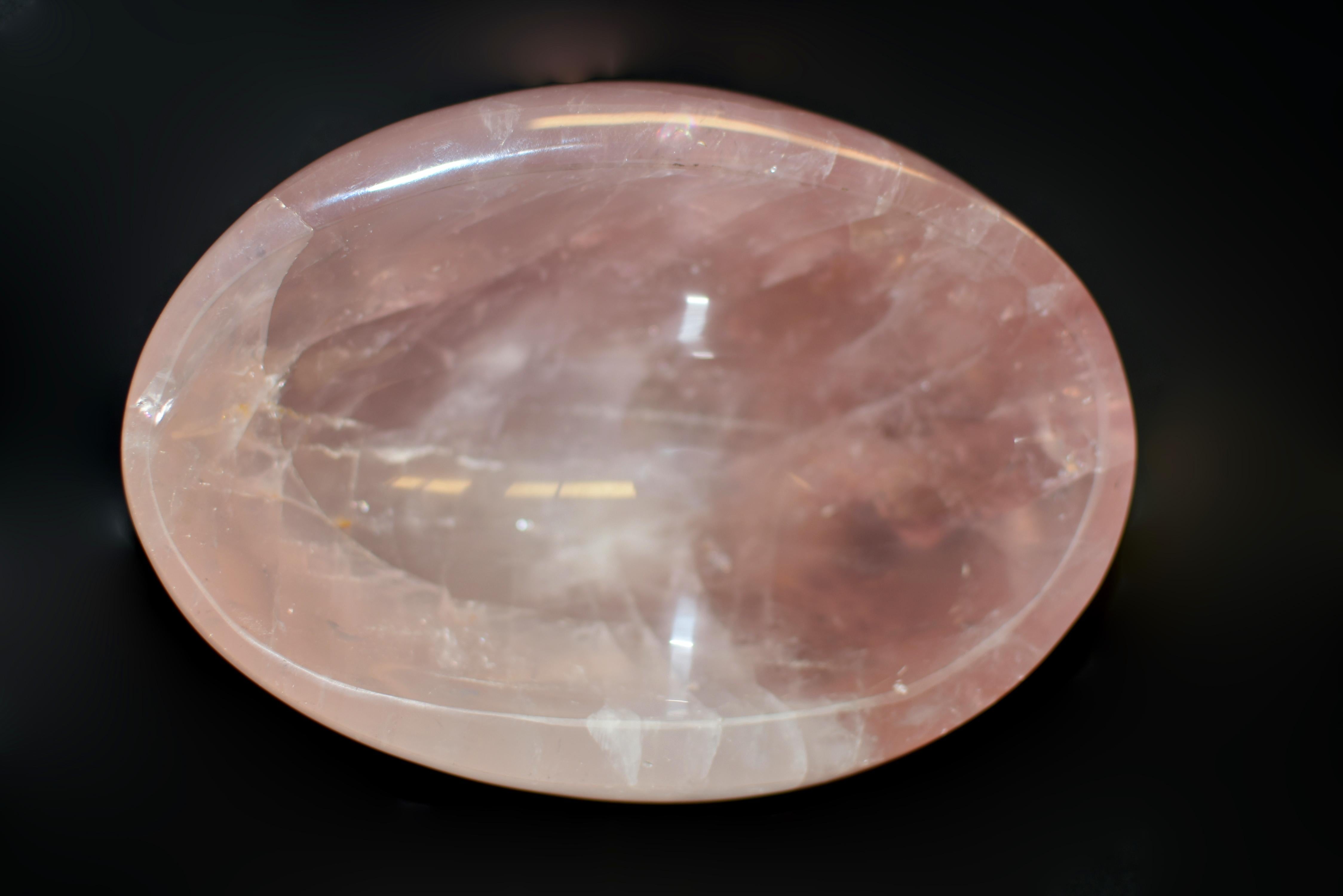 Large Oval Rose Quartz Bowl 7