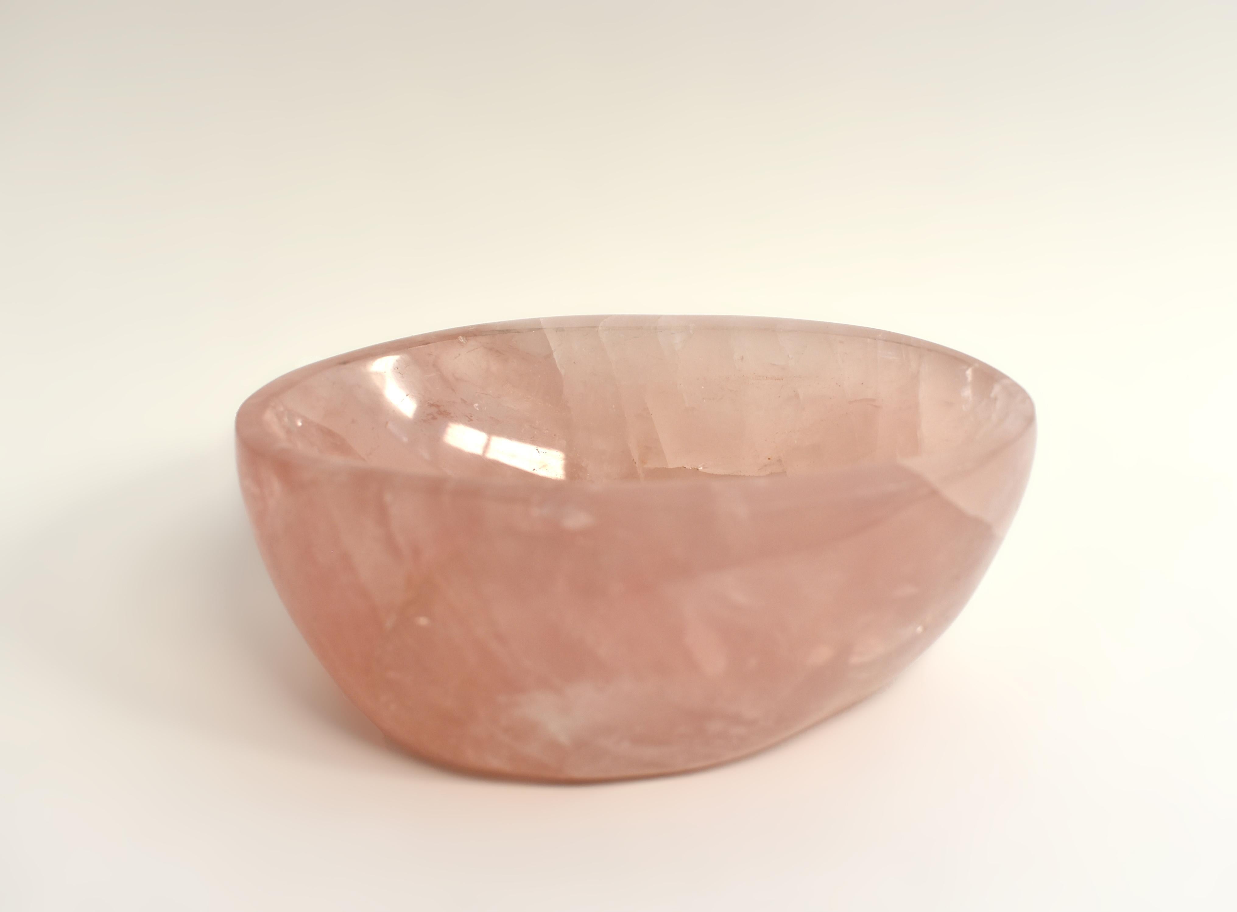 Malagasy Large Oval Rose Quartz Bowl 7