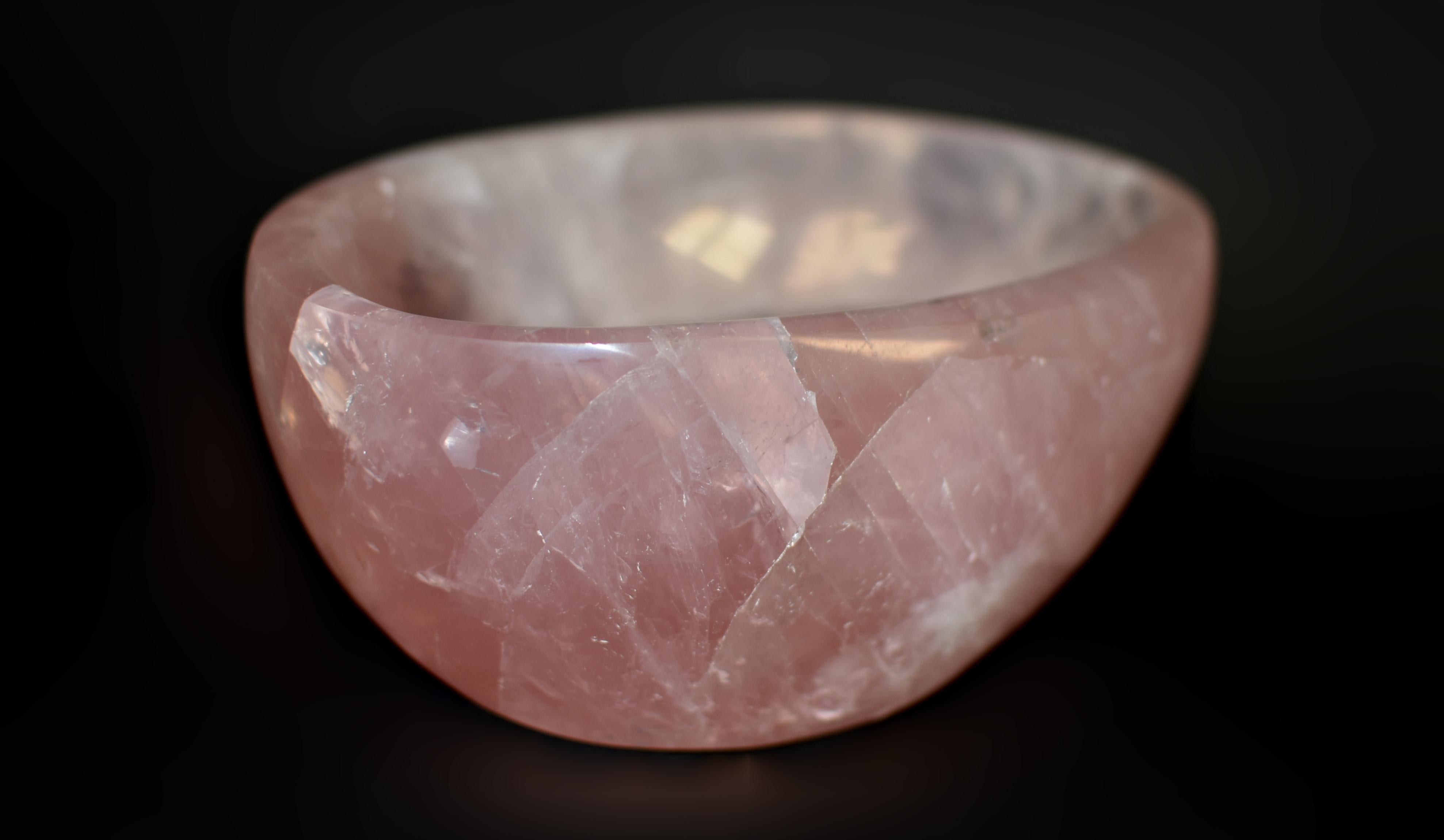 Large Oval Rose Quartz Bowl 7