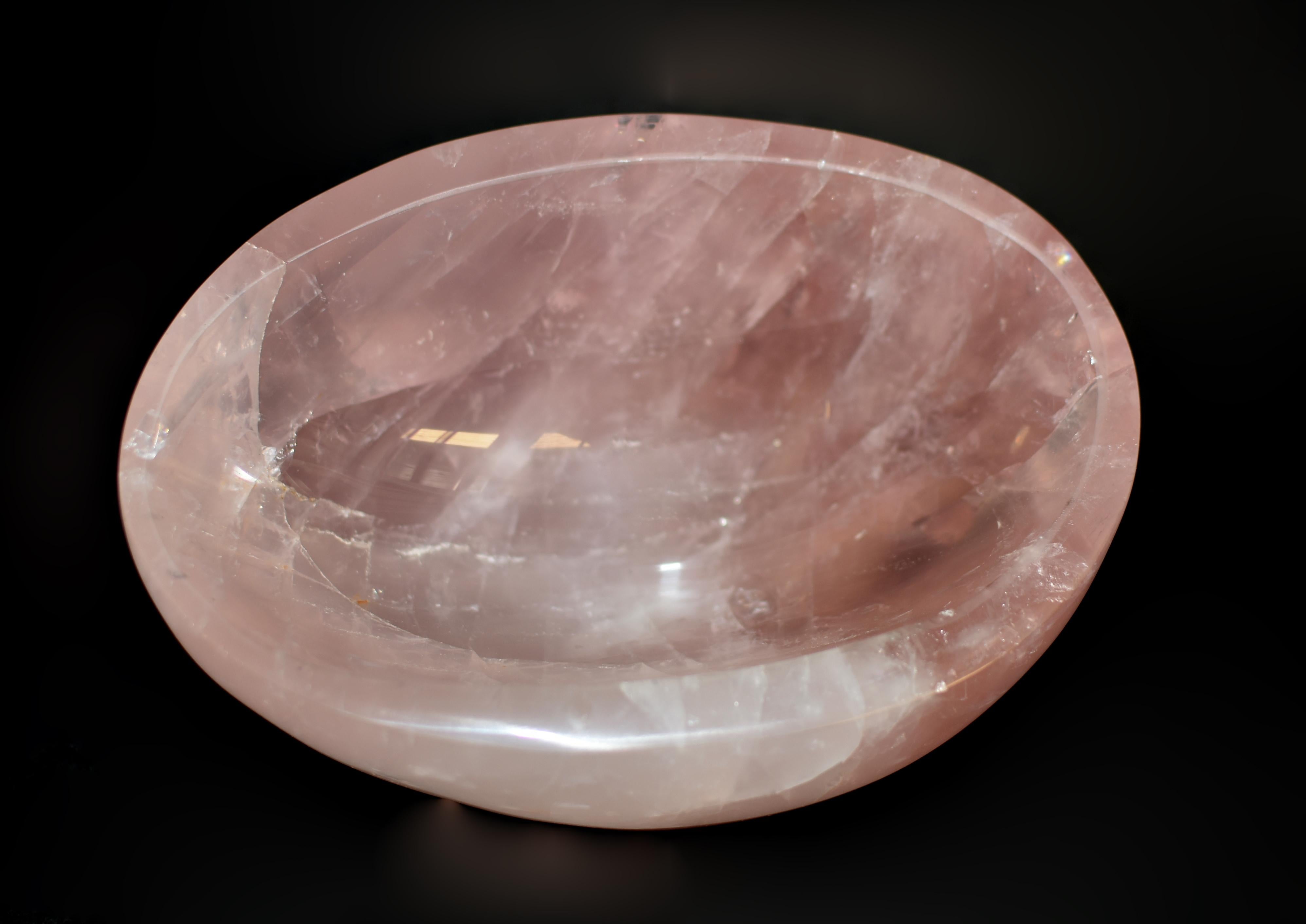 Large Oval Rose Quartz Bowl 7