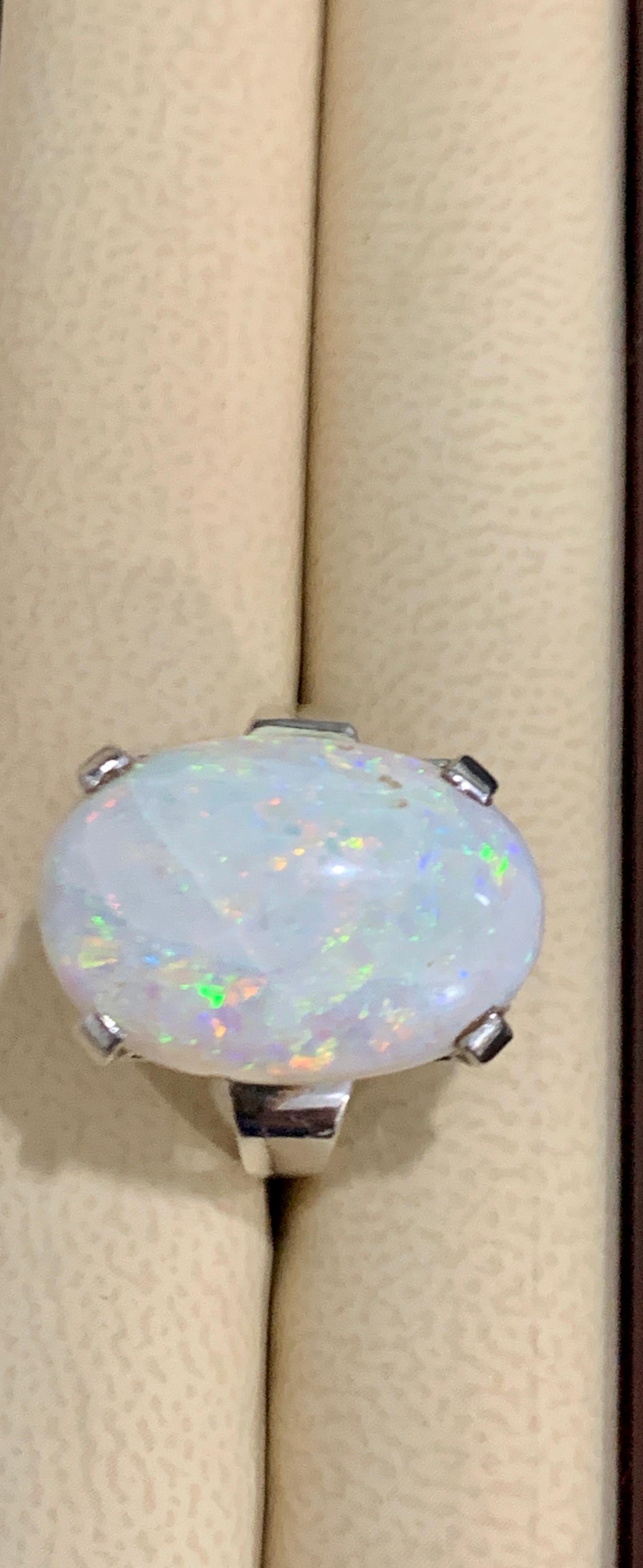 Oval Cut Large Oval Shape Opal Cocktail Ring 14 Karat Yellow Gold, Estate, Closeout 