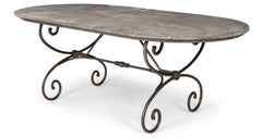 Large Oval-Shape Belgian Bluestone Top Dining Table