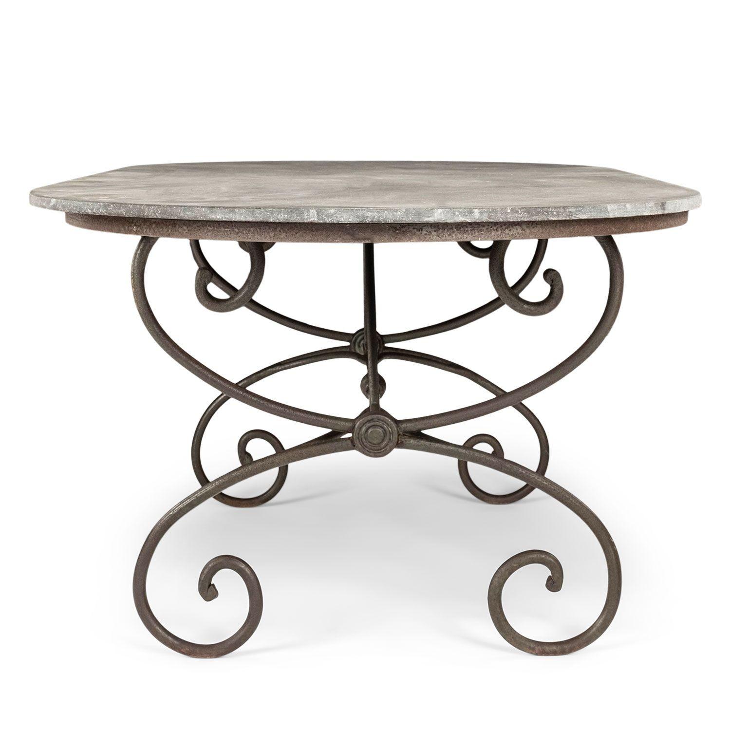 Large Oval-Shape Belgian Bluestone Top Dining Table     For Sale 1