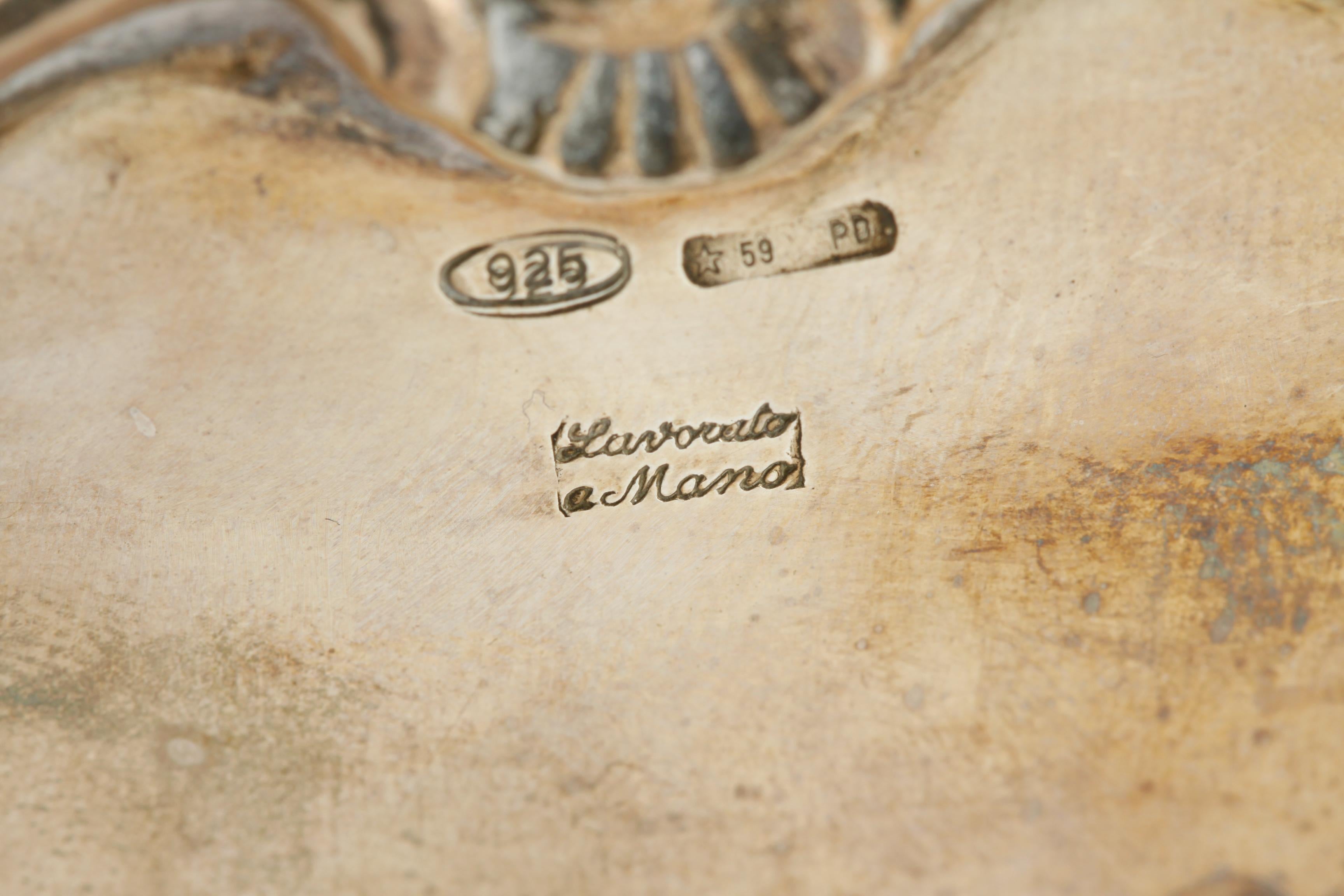 Großer ovaler Tafelaufsatz aus Silber, 1960er Jahre, Italien, Padova, handgefertigtes Sterlingsilber 925 im Zustand „Gut“ im Angebot in Sherman Oaks, CA