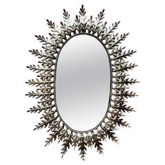 Large Oval Spanish Gilt Metal Sunburst Mirror