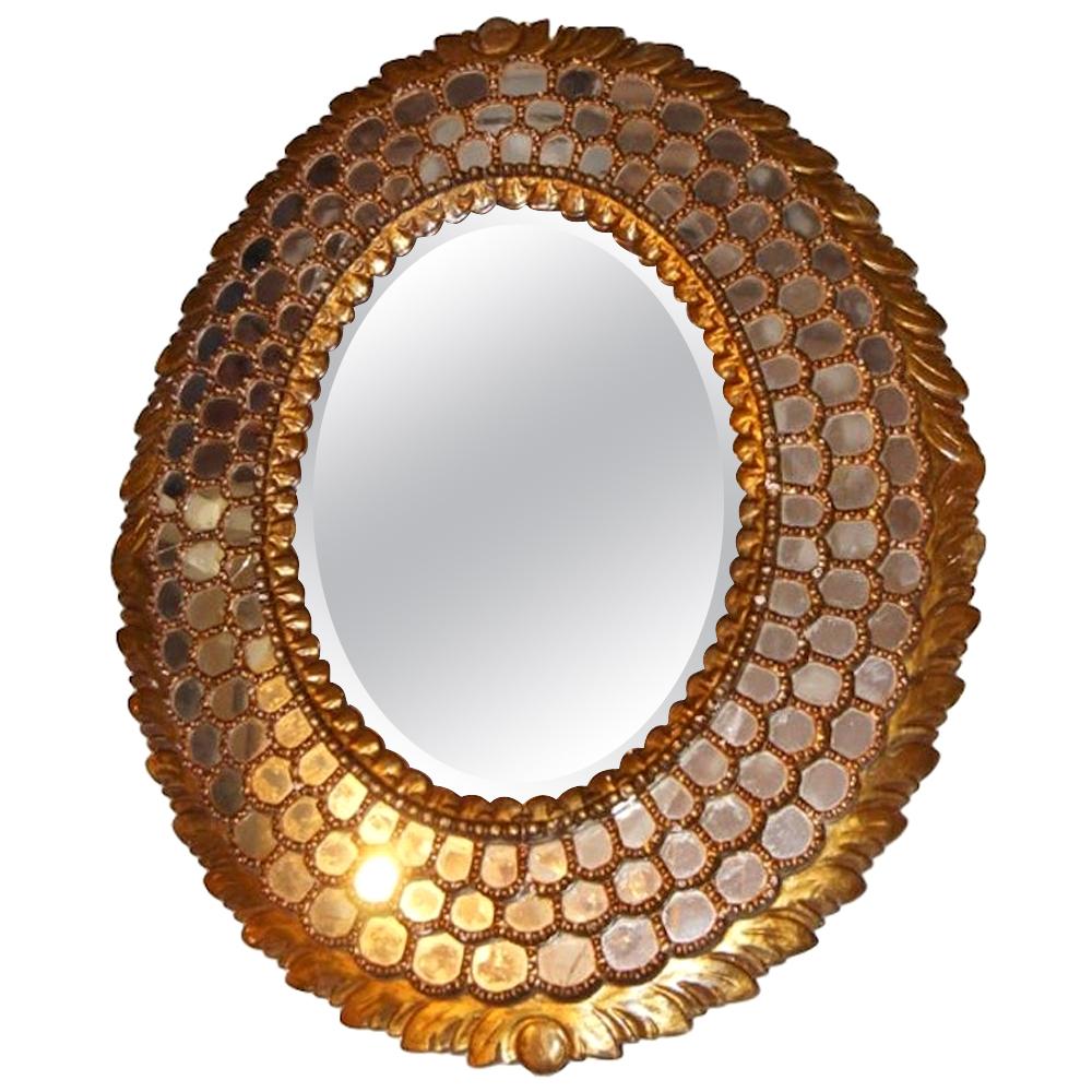Grand miroir espagnol ovale en vente