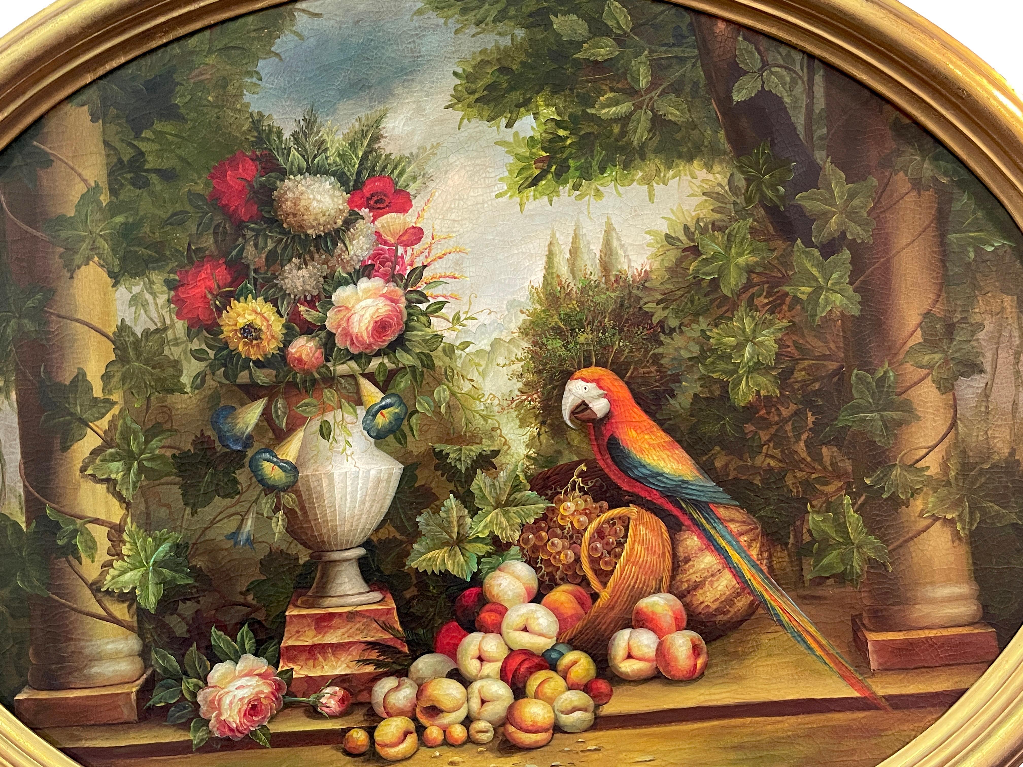 oval still life painting