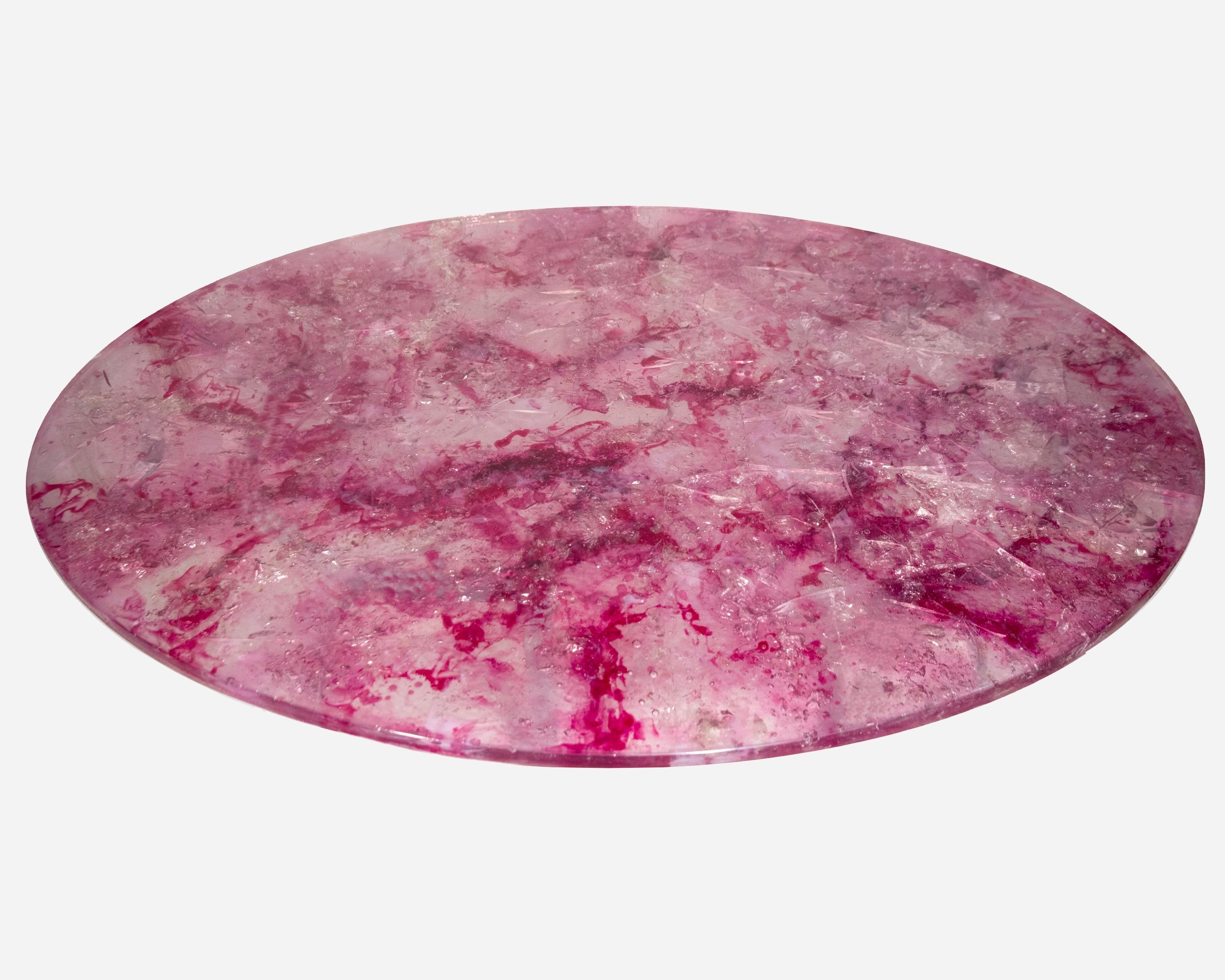Large oval « Bourgogne » tabletop by Gilles Charbin, France, in resin with inclusions, set on two brushed steel bases designed by the artist.
Tray thickness 5.5 cm.
Unique piece. Signed.

Biography

Gilles Charbin (1939)

In the 1960s, after