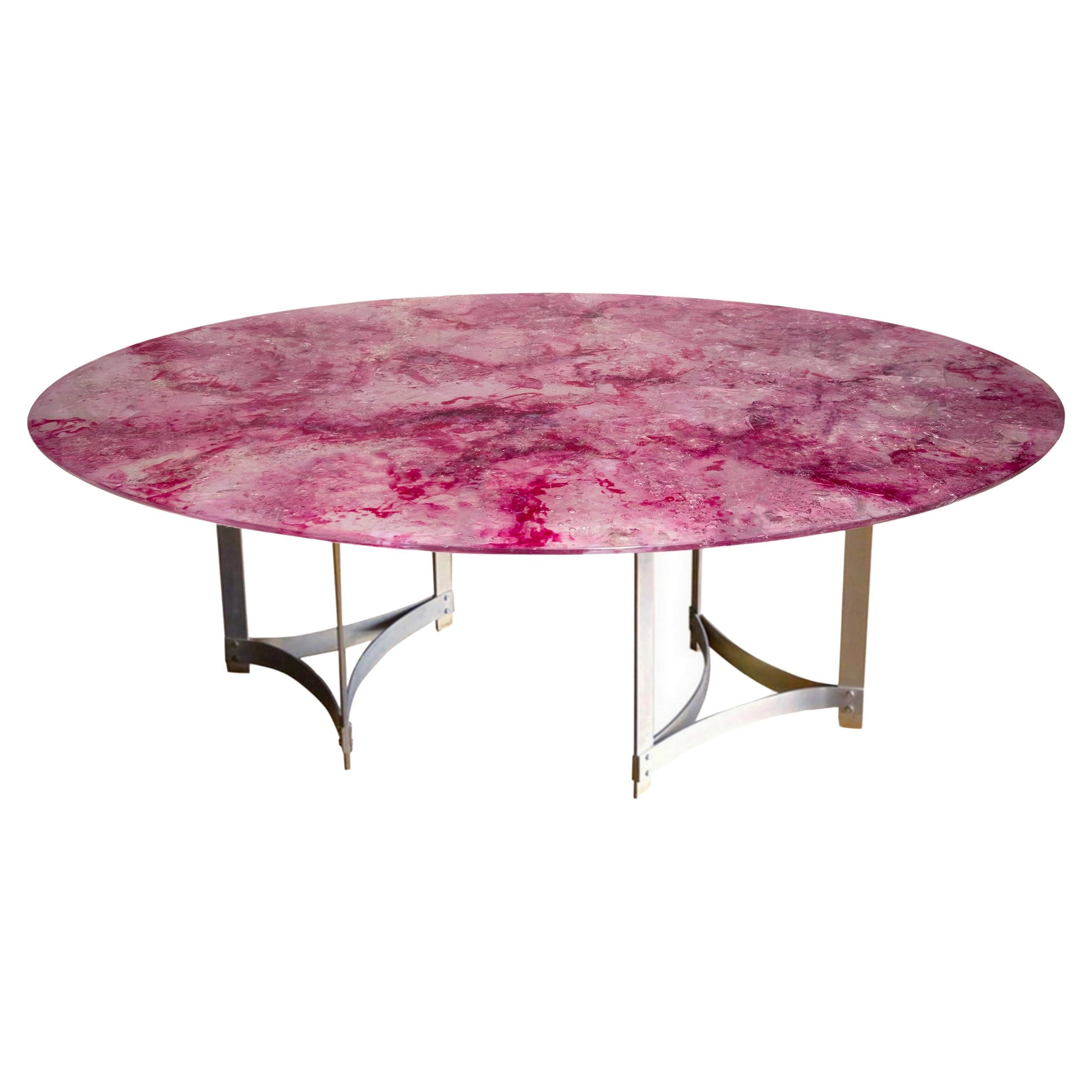 Large oval table “Bourgogne”, unique piece, by Gilles Charbin, France For Sale