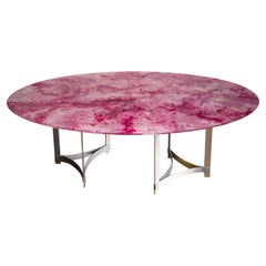 Vintage Large oval table “Bourgogne”, unique piece, by Gilles Charbin, France
