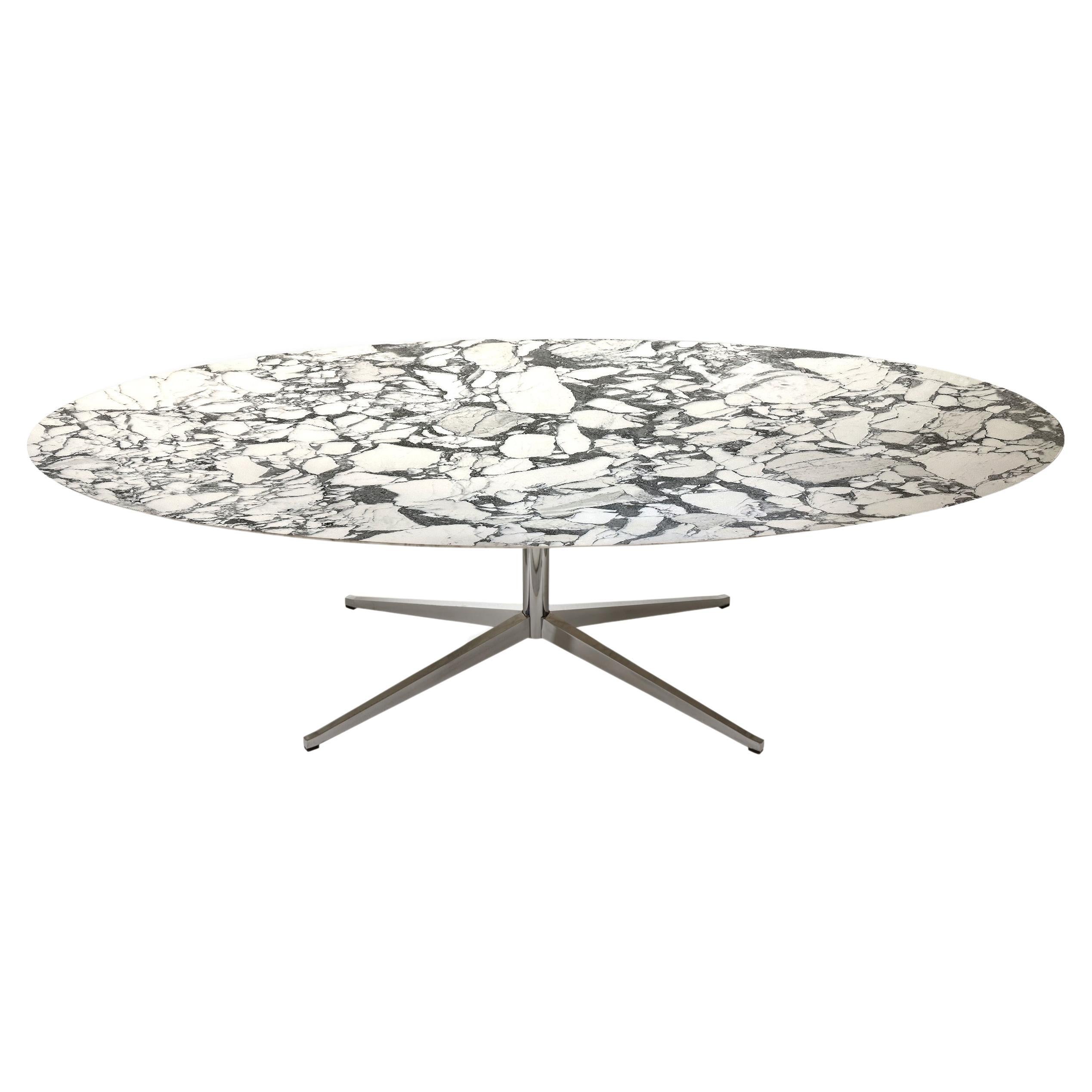 Large oval table in marble and chrome by Florence Knoll Knoll Intl US circa 1961 For Sale