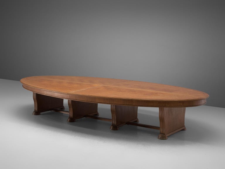 Large Oval Table in Walnut with Inlayed Top For Sale at 1stDibs
