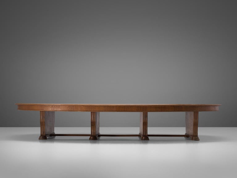 Large Oval Table in Walnut with Inlayed Top For Sale at 1stDibs
