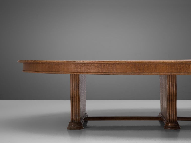 Large Oval Table in Walnut with Inlayed Top For Sale at 1stDibs
