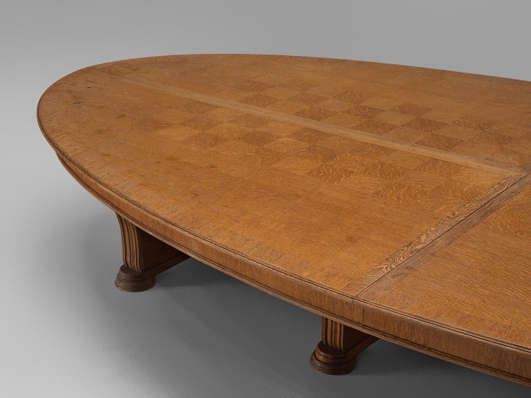 Large Oval Table in Walnut with Inlayed Top For Sale at 1stDibs