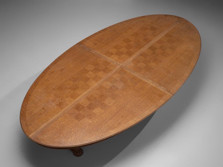 Large Oval Table in Walnut with Inlayed Top For Sale at 1stDibs