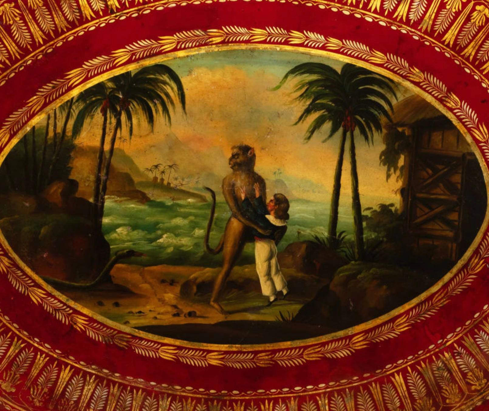 Großes ovales Tablett aus Zinn mit neoklassizistischen Motiven. Französisch c1805 im Zustand „Gut“ im Angebot in London, GB