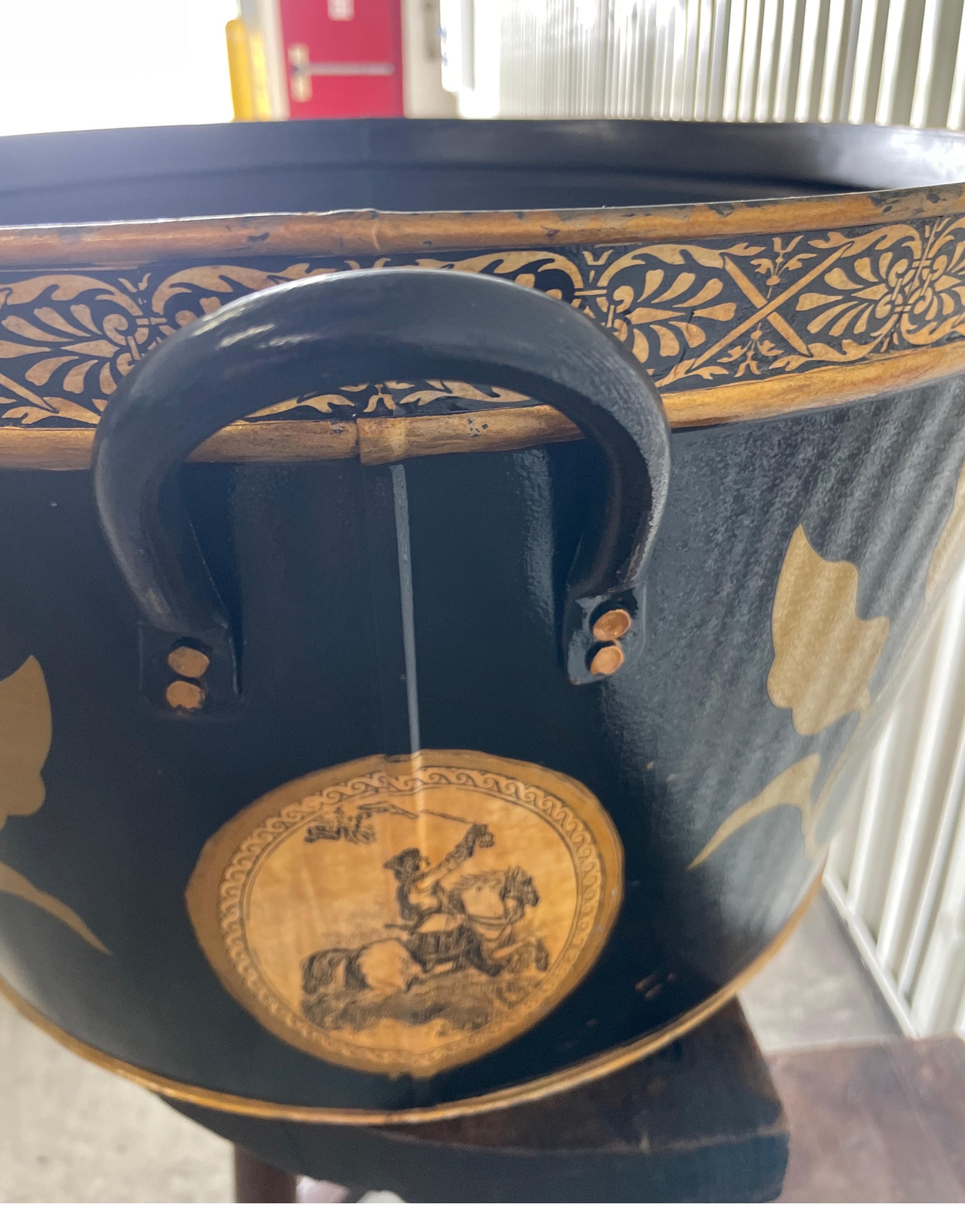 Large Oval Tole Decoupage Container For Sale 1
