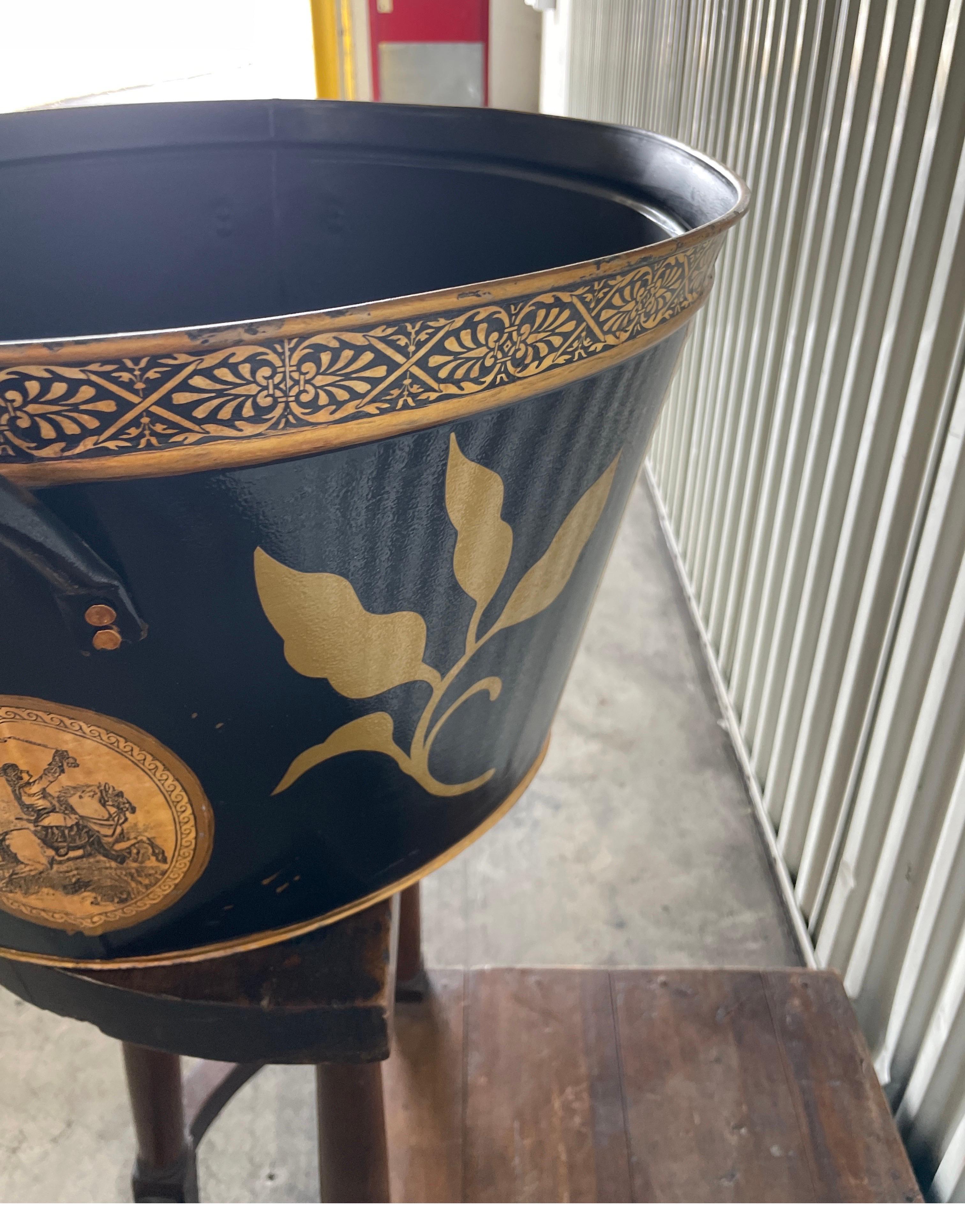 Large Oval Tole Decoupage Container For Sale 2