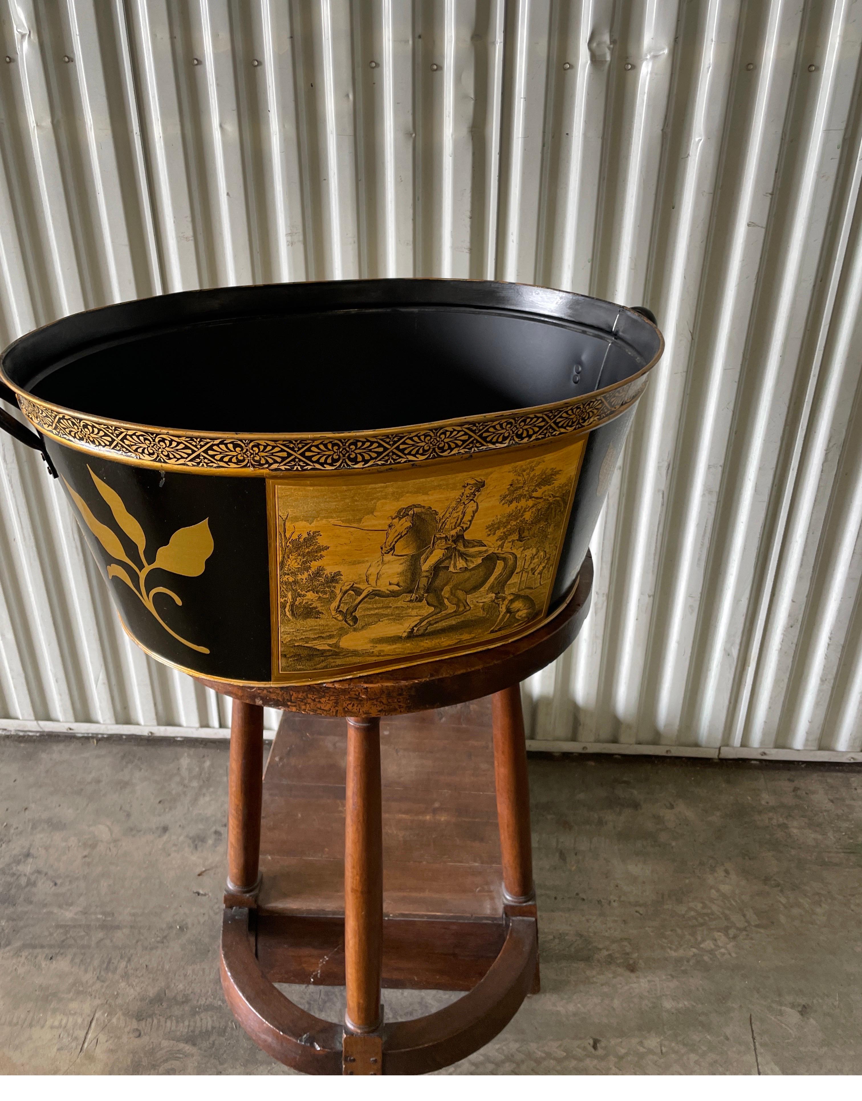Large Oval Tole Decoupage Container For Sale 3
