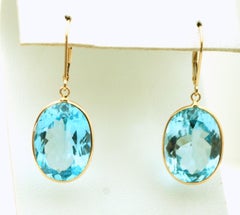 Large Oval Topaz Earrings 14KT yellow gold