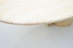 Large Oval Travertine Coffee Table 'Surfboard' Italy, 1970s
