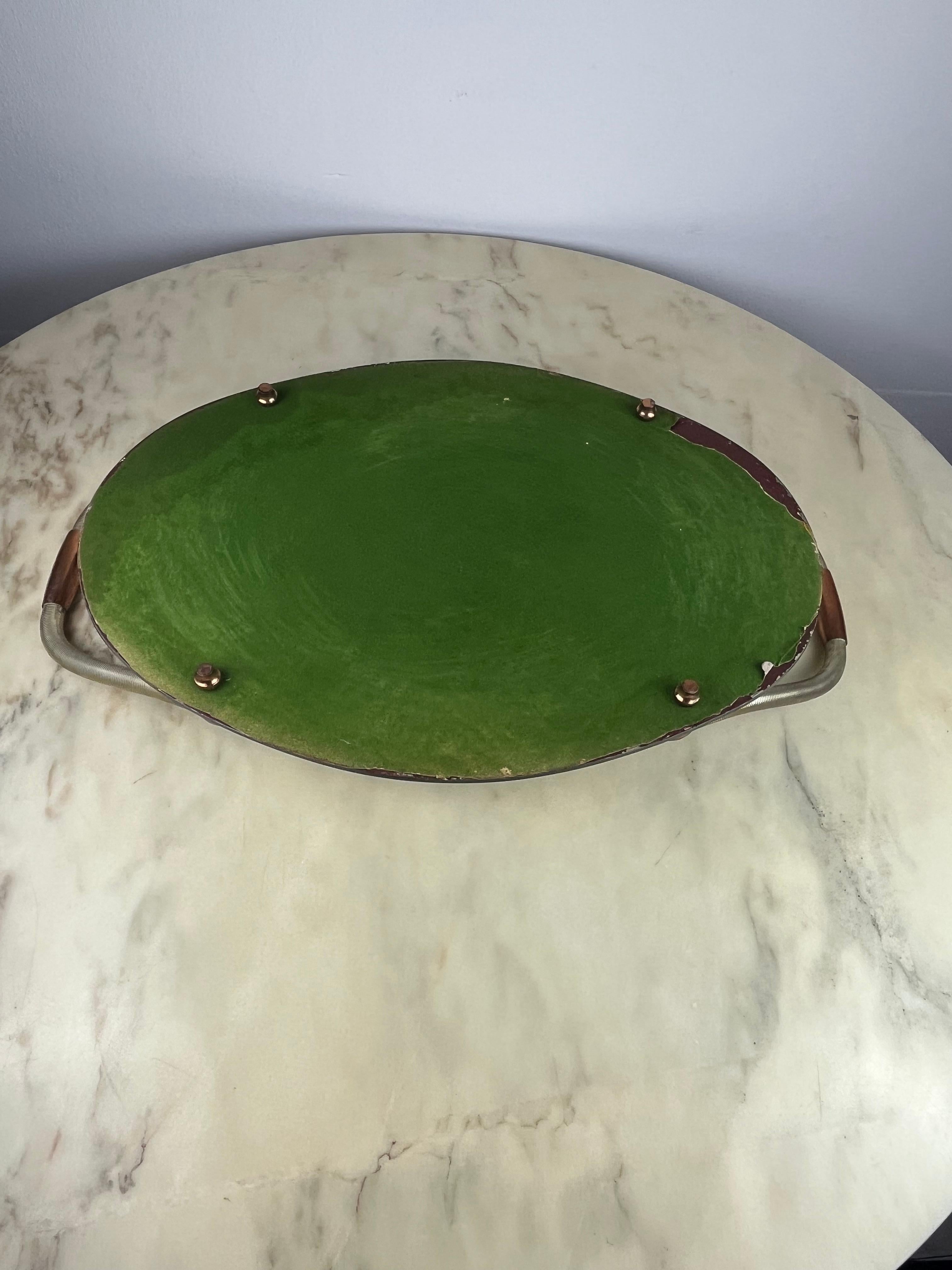 Large Oval Tray in Brass and Mirror, Italy, 1940s For Sale 12