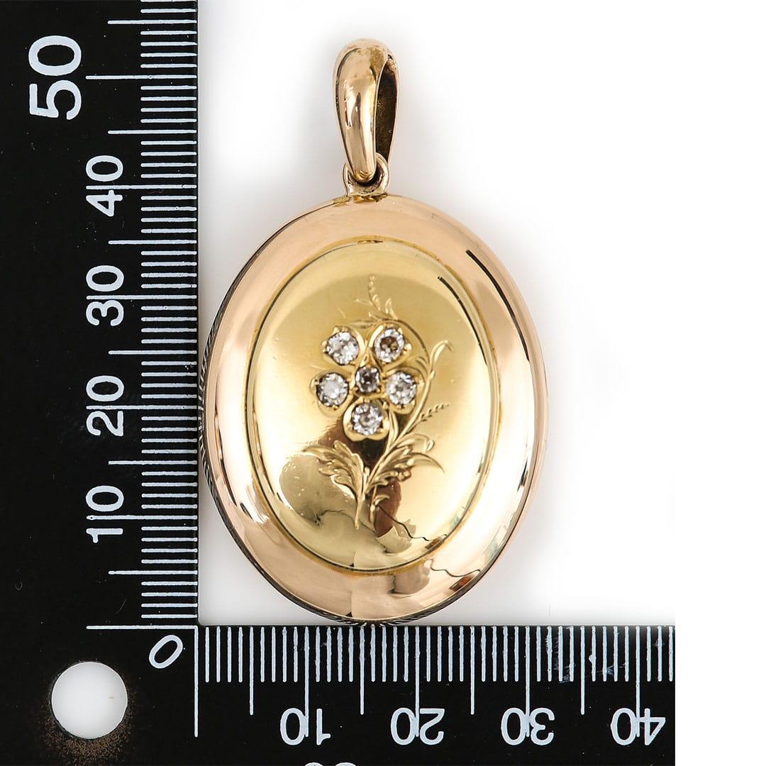 Large Oval Victorian 18ct Gold Forget Me Not Rose Cut Diamond Locket Pendant 6