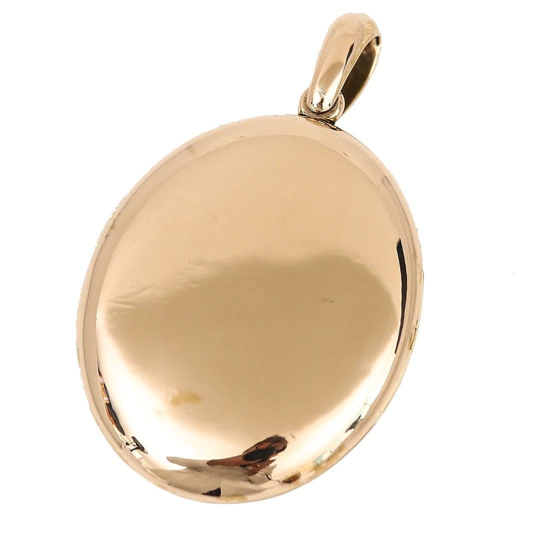 Large Oval Victorian 18ct Gold Forget Me Not Rose Cut Diamond Locket Pendant In Good Condition In Lancashire, Oldham
